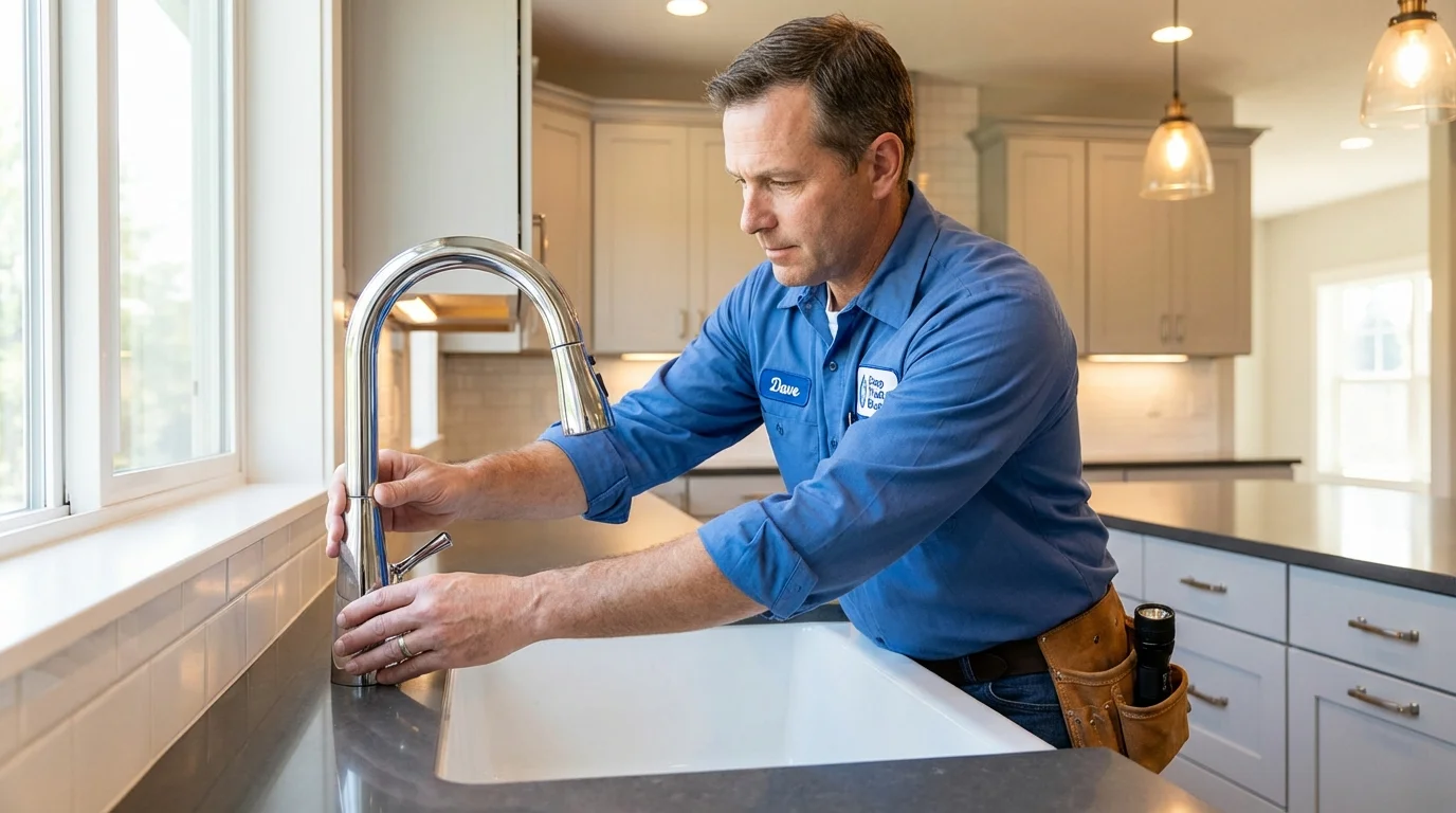 Kitchen faucet installation by Johns Plumbing LLC in Hubbard